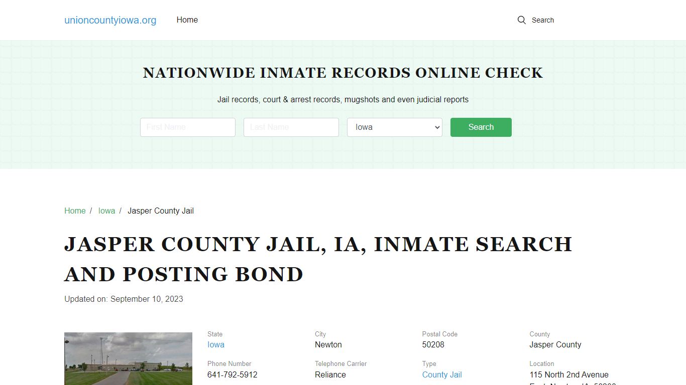 Jasper County Jail, IA, Inmate Search, Visitations - Union County, Iowa